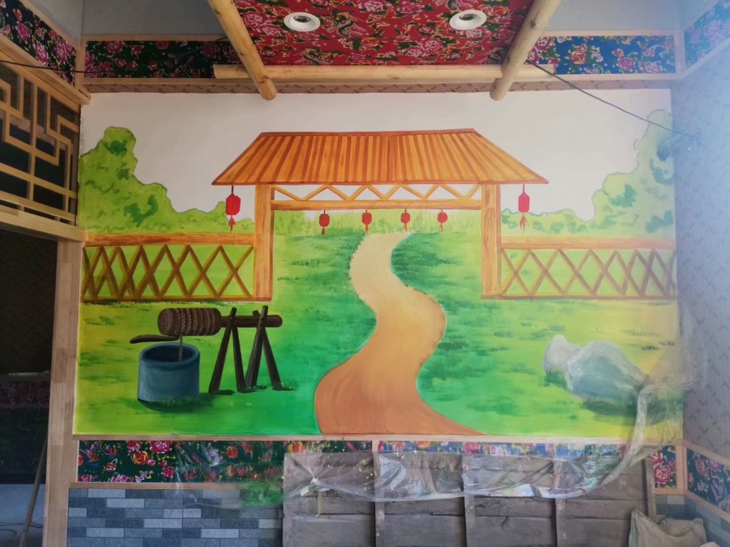 南昌手绘古建,南昌幼儿园彩绘,南昌幼儿园墙体彩绘,南昌墙体涂鸦